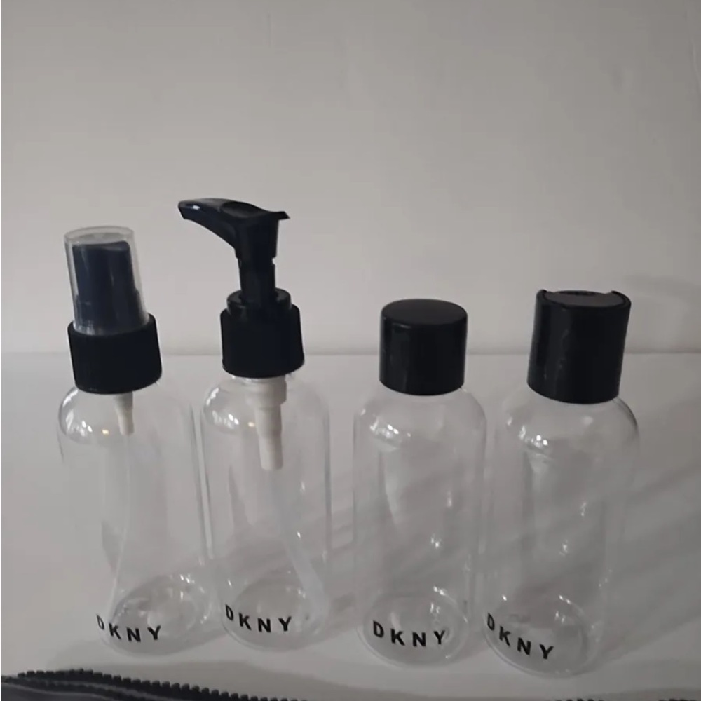 DKNY Silver Travel Toiletry Bag with Clear Bottles - Picture 2 of 3
